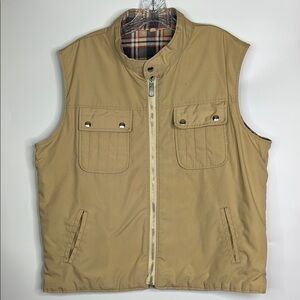 Vintage JCPenney Tan Reversible Flannel Lined Vest Size XL
